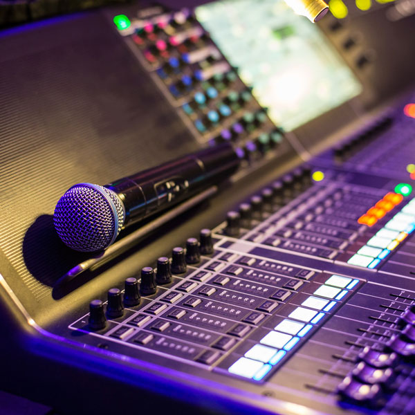 mic resting on sound board