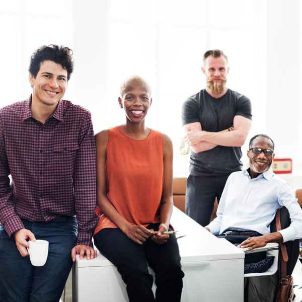 smiling group of diverse workers